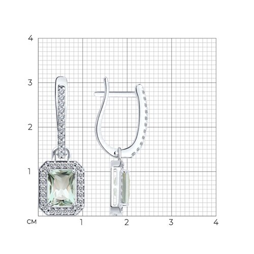 Earrings with prasiolite and zirconia 