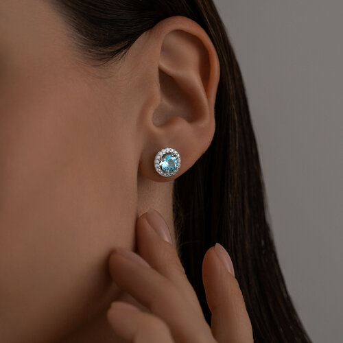 Stud earrings with topaz Swiss and zirconia 