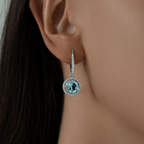 Earrings with topaz Sky and zirconia 